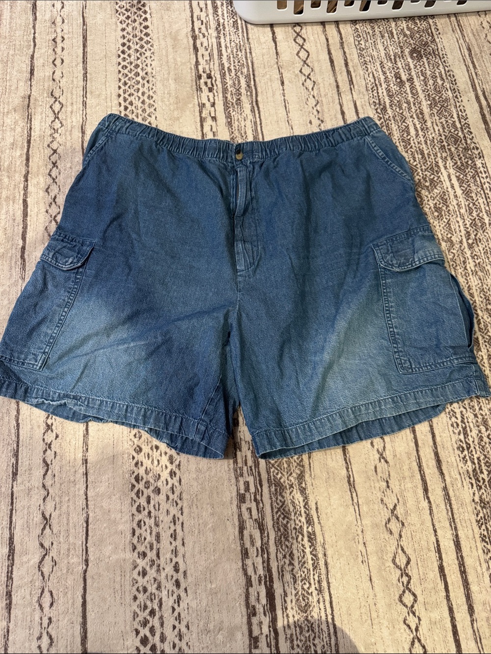KingSize Men's Denim Cargo Shorts with Elastic Waist - Blue Size 2XL